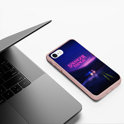 Чехол iPhone 7/8 матовый Stranger Things: Neon Road, цвет: 3D-светло-розовый — фото 2