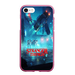 Чехол iPhone 7/8 матовый Stranger Things: Space Light, цвет: 3D-малиновый