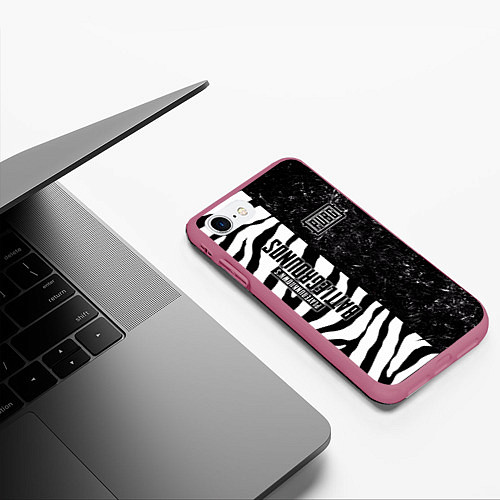 Чехол iPhone 7/8 матовый PUBG: Zebras Lifestyle / 3D-Малиновый – фото 3