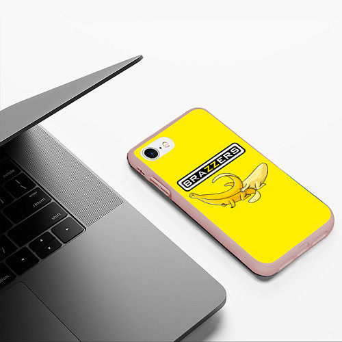 Чехол iPhone 7/8 матовый Brazzers: Yellow Banana / 3D-Светло-розовый – фото 3