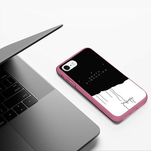 Чехол iPhone 7/8 матовый Death Stranding: Black & White / 3D-Малиновый – фото 3