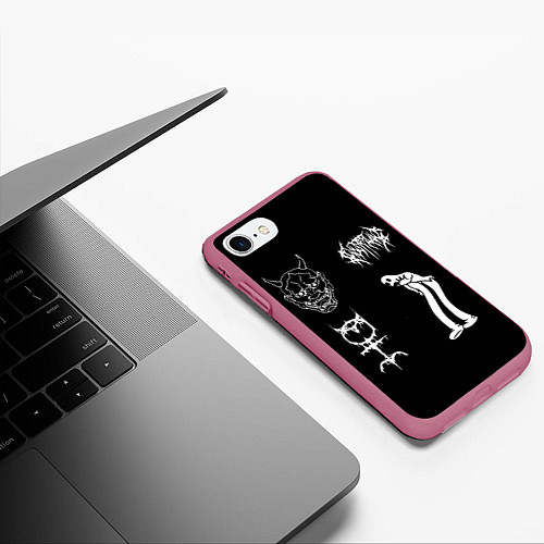 Чехол iPhone 7/8 матовый Ghostemane: Mercury Sign / 3D-Малиновый – фото 3