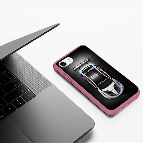 Чехол iPhone 7/8 матовый BMW M Power / 3D-Малиновый – фото 3