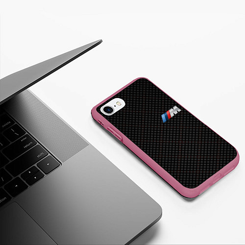 Чехол iPhone 7/8 матовый BMW M: Dark Side / 3D-Малиновый – фото 3