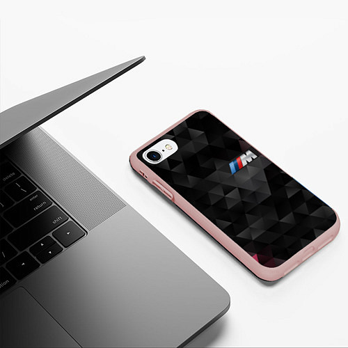 Чехол iPhone 7/8 матовый BMW M: Polygon / 3D-Светло-розовый – фото 3