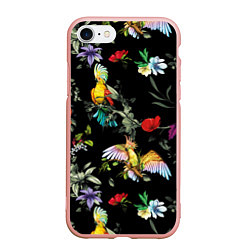 Чехол iPhone 7/8 матовый Попугаи, цвет: 3D-светло-розовый