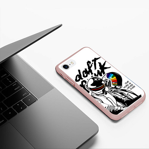 Чехол iPhone 7/8 матовый Daft Punk: Our work is never over / 3D-Светло-розовый – фото 3