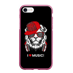 Чехол iPhone 7/8 матовый I love music!, цвет: 3D-малиновый