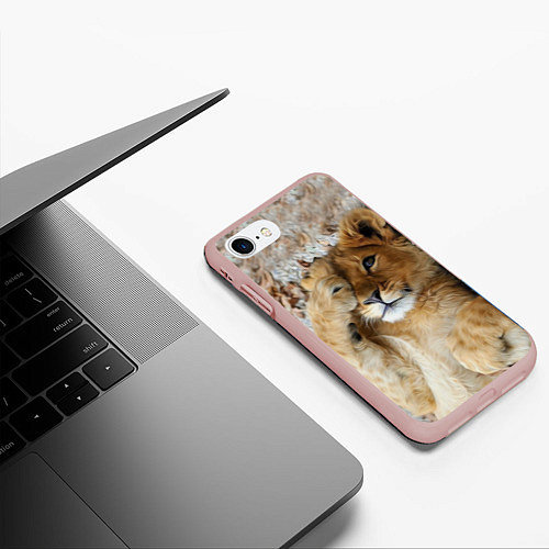Чехол iPhone 7/8 матовый Львенок / 3D-Светло-розовый – фото 3