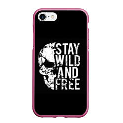 Чехол iPhone 7/8 матовый Stay wild and free, цвет: 3D-малиновый