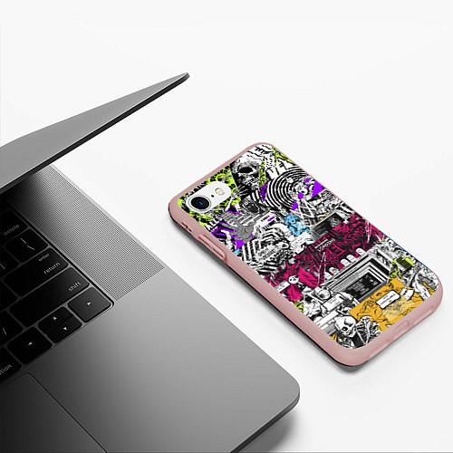Чехол iPhone 7/8 матовый Watch Dogs: Pattern / 3D-Светло-розовый – фото 3