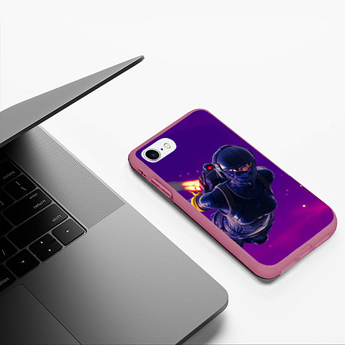 Чехол iPhone 7/8 матовый Fortnite: Cyborg Fly / 3D-Малиновый – фото 3