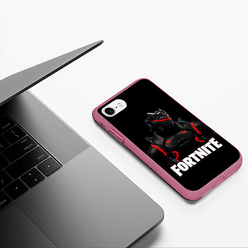 Чехол iPhone 7/8 матовый Fortnite: Cyborg / 3D-Малиновый – фото 3