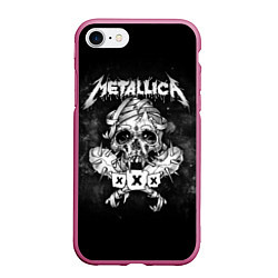 Чехол iPhone 7/8 матовый Metallica XXX, цвет: 3D-малиновый