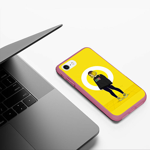 Чехол iPhone 7/8 матовый Tessa: Yellow Fashion / 3D-Малиновый – фото 3