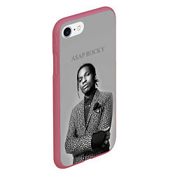 Чехол iPhone 7/8 матовый ASAP Rocky: Grey Fashion, цвет: 3D-малиновый — фото 2