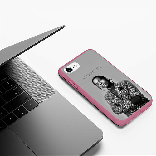 Чехол iPhone 7/8 матовый ASAP Rocky: Grey Fashion / 3D-Малиновый – фото 3