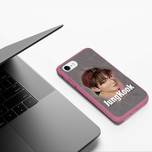 Чехол iPhone 7/8 матовый BTS JungKook / 3D-Малиновый – фото 3