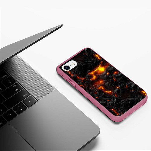Чехол iPhone 7/8 матовый Кипящая лава / 3D-Малиновый – фото 3