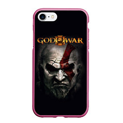 Чехол iPhone 7/8 матовый God of War, цвет: 3D-малиновый