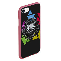Чехол iPhone 7/8 матовый The Witcher: Triangles, цвет: 3D-малиновый — фото 2