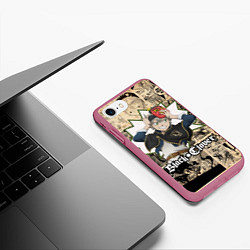 Чехол iPhone 7/8 матовый Черный Клевер АСТА, цвет: 3D-малиновый — фото 2