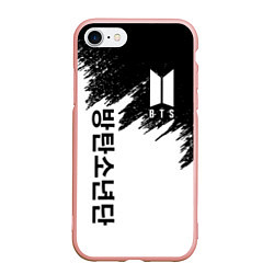 Чехол iPhone 7/8 матовый BTS: White & Black, цвет: 3D-светло-розовый