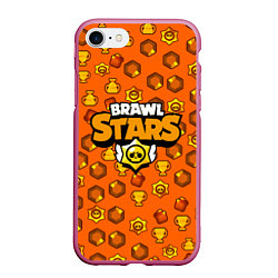 Чехол iPhone 7/8 матовый Brawl Stars: Orange Team, цвет: 3D-малиновый