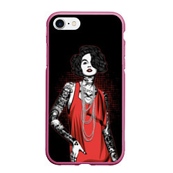 Чехол iPhone 7/8 матовый Девушка в красном платье, цвет: 3D-малиновый