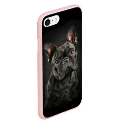 Чехол iPhone 7/8 матовый Французский бульдог, цвет: 3D-светло-розовый — фото 2
