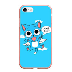 Чехол iPhone 7/8 матовый Fairy Tail: Happy, цвет: 3D-светло-розовый