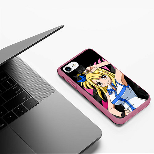 Чехол iPhone 7/8 матовый Fairy Tail: Lucy / 3D-Малиновый – фото 3