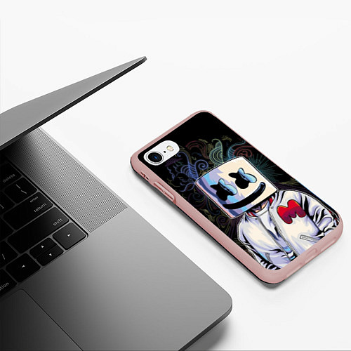 Чехол iPhone 7/8 матовый Marshmello XXX / 3D-Светло-розовый – фото 3