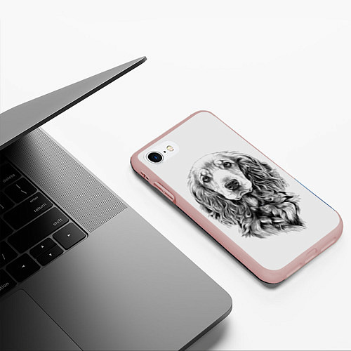 Чехол iPhone 7/8 матовый Кокер спаниель / 3D-Светло-розовый – фото 3