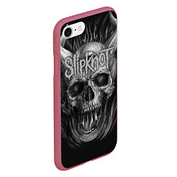 Чехол iPhone 7/8 матовый Slipknot: Devil Skull, цвет: 3D-малиновый — фото 2