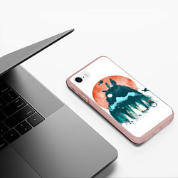 Чехол iPhone 7/8 матовый Лесной Тоторо, цвет: 3D-светло-розовый — фото 2