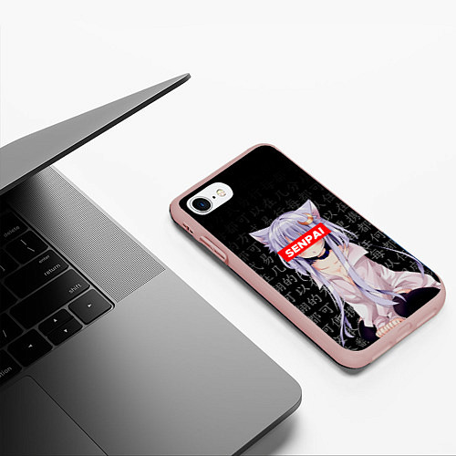 Чехол iPhone 7/8 матовый SENPAI ANIME / 3D-Светло-розовый – фото 3