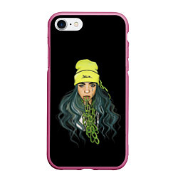 Чехол iPhone 7/8 матовый BILLIE EILISH, цвет: 3D-малиновый