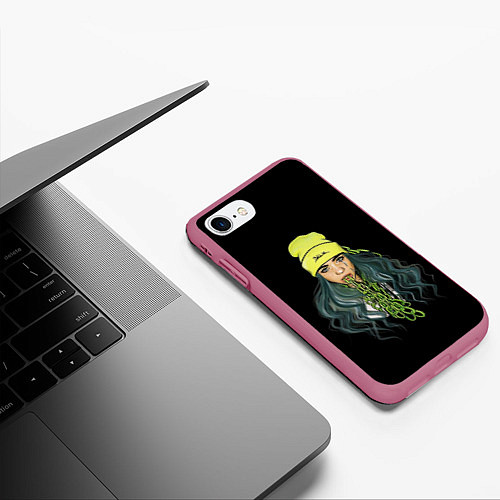 Чехол iPhone 7/8 матовый BILLIE EILISH / 3D-Малиновый – фото 3