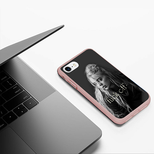 Чехол iPhone 7/8 матовый Billie Eilish fak off / 3D-Светло-розовый – фото 3