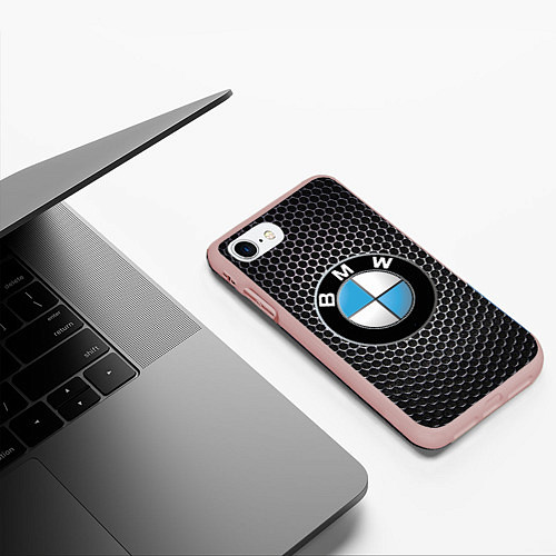 Чехол iPhone 7/8 матовый BMW РЕДАЧ / 3D-Светло-розовый – фото 3