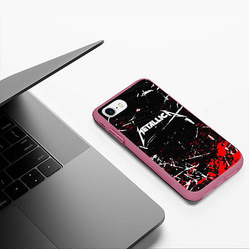 Чехол iPhone 7/8 матовый METALLICA / 3D-Малиновый – фото 3