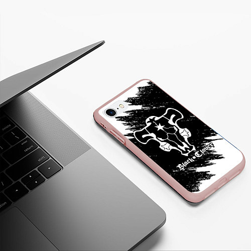 Чехол iPhone 7/8 матовый ЧЁРНЫЙ КЛЕВЕР / 3D-Светло-розовый – фото 3