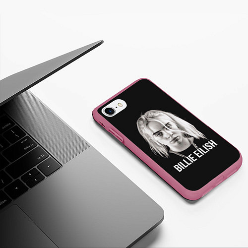 Чехол iPhone 7/8 матовый BILLIE EILISH / 3D-Малиновый – фото 3