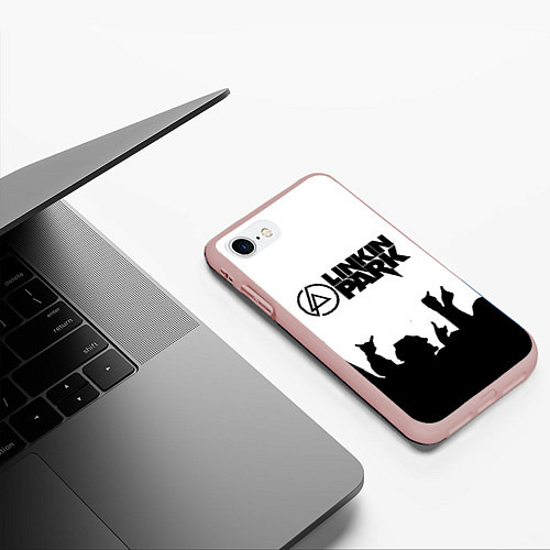 Чехол iPhone 7/8 матовый LINKIN PARK / 3D-Светло-розовый – фото 3