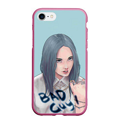 Чехол iPhone 7/8 матовый Billie Eilish: Bad Guy, цвет: 3D-малиновый