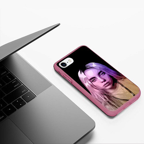 Чехол iPhone 7/8 матовый BILLIE EILISH: Violet Mood / 3D-Малиновый – фото 3