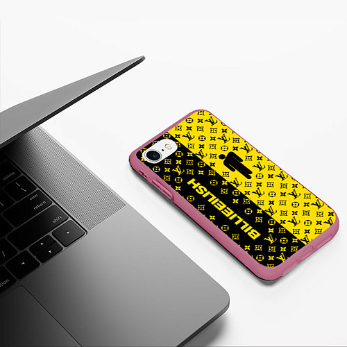 Чехол iPhone 7/8 матовый BILLIE EILISH x LV Yellow / 3D-Малиновый – фото 3