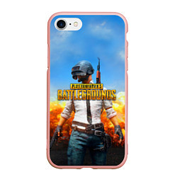 Чехол iPhone 7/8 матовый PUBG, цвет: 3D-светло-розовый