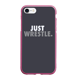 Чехол iPhone 7/8 матовый Just wrestle, цвет: 3D-малиновый